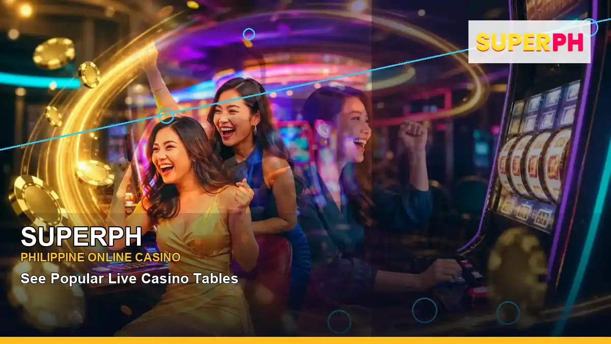 SUPERPH duo online slot games featuring an adult Filipina casino host with a right-diagonal composition — view 2