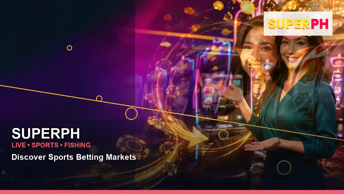 SUPERPH gold jackpot slot games featuring an adult Filipina casino host with a right-framed composition