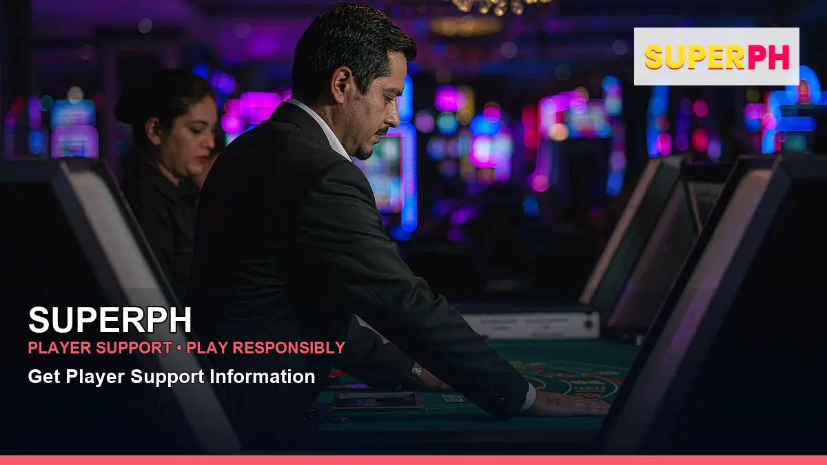 SUPERPH live casino table games featuring an adult Filipina casino host with a right-framed composition